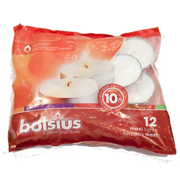 Maxilights, tealights, catering candles